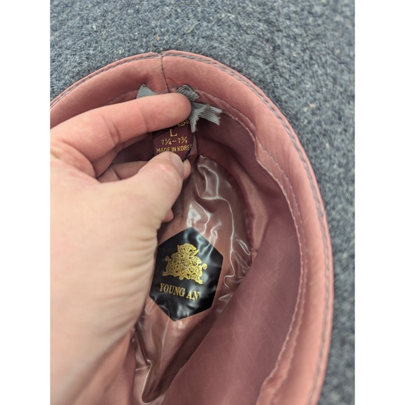 Young An Gray Fedora Hat Size L 7 1/4-7 3/8 MCM Strap Buckle Vintage - Picture 8 of 8